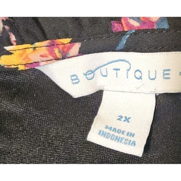 Boutique Womens Plus Size 2x Black Floral Maxi Dress Boho - Picture 10 of 10